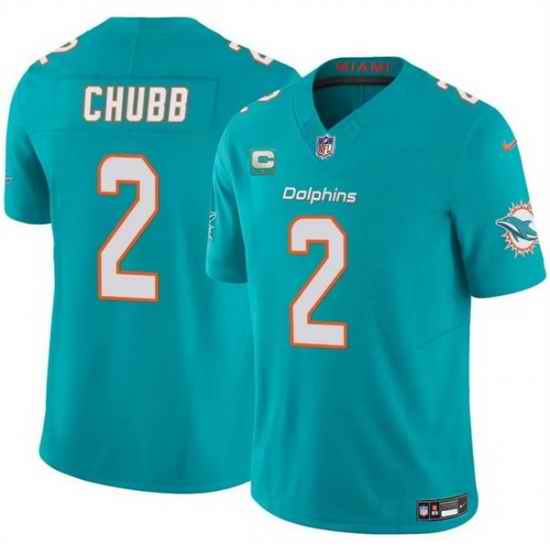 Men Miami Dolphins 2 Bradley Chubb Aqua 2025 F U S E  With 1 Star C Patch Vapor Limited Stitched Football Jersey