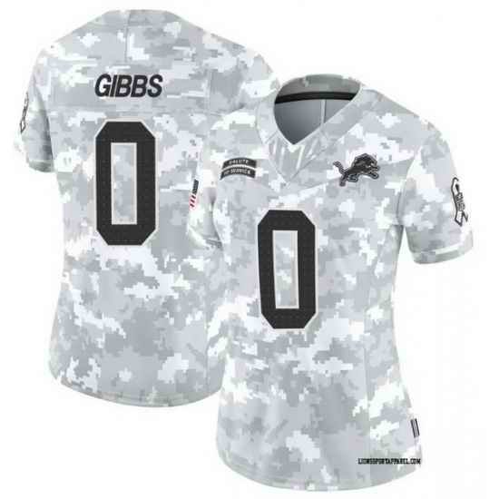 Women Detroit Lions 0 Jahmyr Gibbs Salute To Service Vapor Limited Stitched Jersey