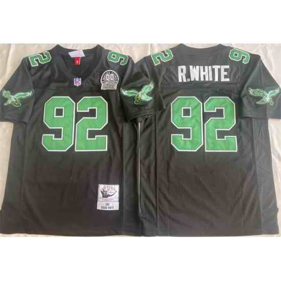 Men Philadelphia Eagles 92 Reggie White Black Throwback Stitched Football Jersey