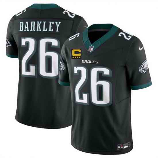 Men Philadelphia Eagles 26 Saquon Barkley Black 2025 F U S E  With 4 Star C Patch Vapor Untouchable Limited Throwback Stitched Football Jersey