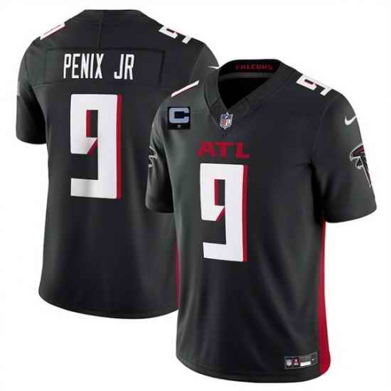 Men Atlanta Falcons 9 Michael Penix Jr Black 2025 F U S E  With 1 Star C Patch Vapor Untouchable Limited Stitched Football Jersey