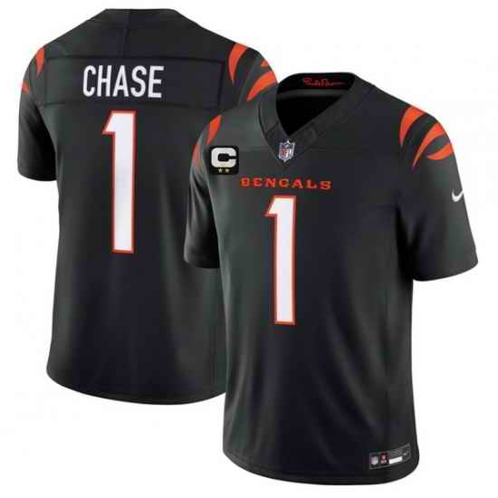 Men Cincinnati Bengals 1 Ja Marr Chase Black 2026 F U S E 2 Star C Patch Vapor Untouchable Limited Stitched Football Jersey