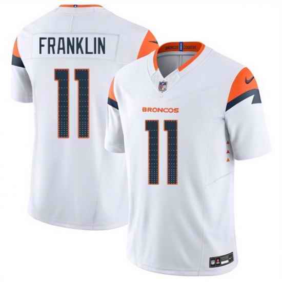 Men Denver Broncos 11 Troy Franklin White 2025 F U S E  Vapor Limited Stitched Football Jersey