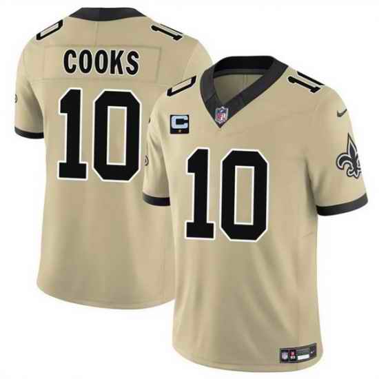 Men New Orleans Saints 10 Brandin Cooks Gold 2025 F U S E  With 1 Star C Patch Alternate Vapor Limited Stitched Football Jersey