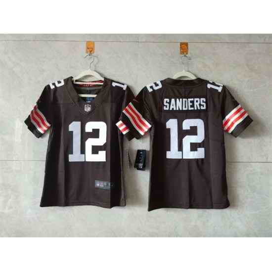 Women Cleveland Browns 12 Shedeur Sanders Brown 2024 Stitched Jersey