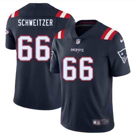 Men New England Patriots 66 Wes Schweitzer Navy 2025 Vapor Limited Stitched Football Jersey