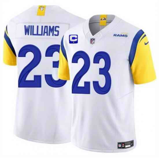 Men Los Angeles Rams 23 Kyren Williams White 2025 F U S E  With 1 Star C Patch Vapor Untouchable Stitched Football Jersey