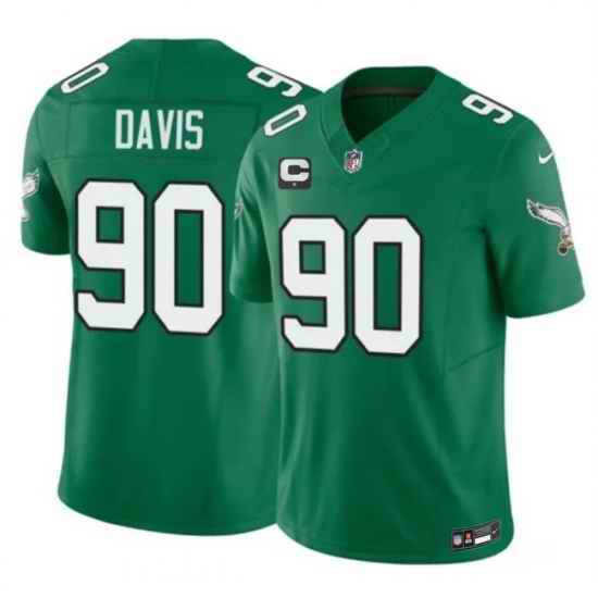 Men Philadelphia Eagles 90 Jordan Davis Kelly Green 2026 F U S E 1 Star C Patch Throwback Vapor Untouchable Limited Stitched Football Jersey