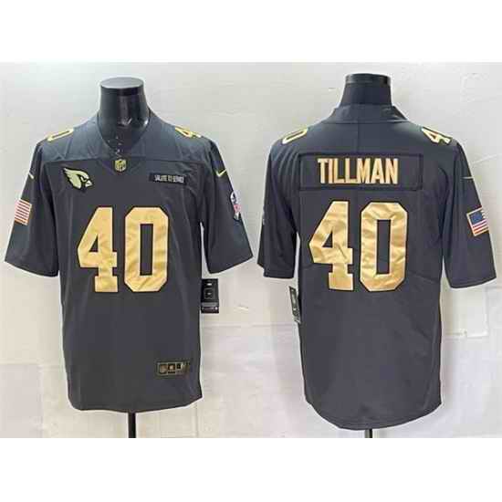 Men Arizona Cardinals 40 Pat Tillman Grey Gold Salute To Service Limited Stitched Jersey