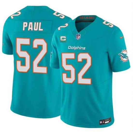 Men Miami Dolphins 52 Patrick Paul Aqua 2026 F U S E 1 Star C Patch Vapor Limited Stitched Football Jersey