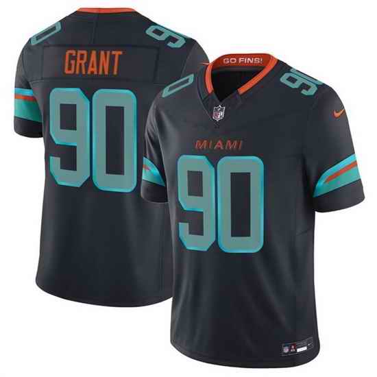 Men Miami Dolphins 90 Kenneth Grant Black 2025 F U S E Rivalries Vapor Limited Stitched Football Jersey