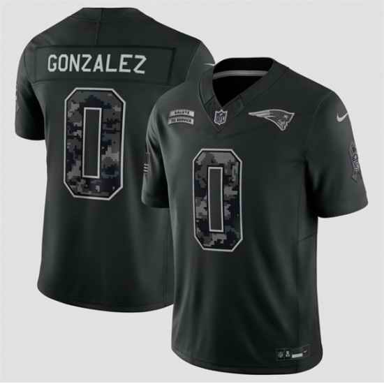Men New England Patriots 0 Christian Gonzalez Black F U S E 2026 Salute to Service Limited Stitched Football Jersey