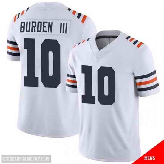 Men Chicago  10 Luther Burden III Bears White 2024 Draft Color Rush F U S E Vapor Stitched Football Jersey