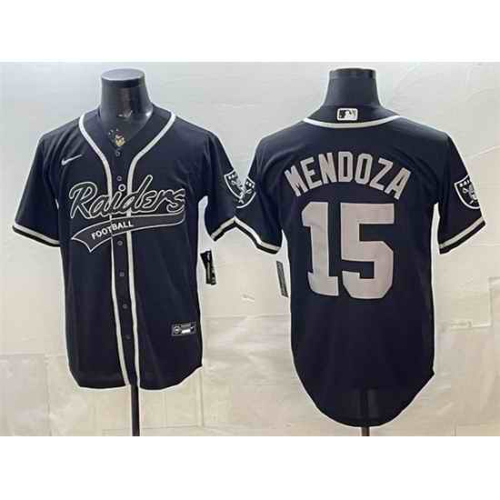 Men Las Vegas Raiders  15 Fernando Mendoza Black Cool Base Stitched Baseball Jersey