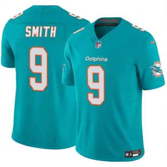 Men Miami Dolphins 9 Jonnu Smith Aqua 2024 F U S E Vapor Limited Stitched Football Jersey