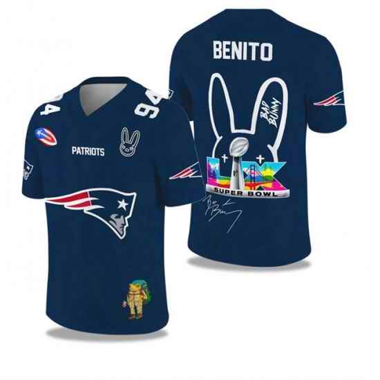 Men New England Patriots Navy 2025 2026 Bowl LX Print Jersey