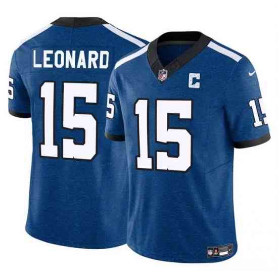 Men Indianapolis Colts 15 Riley Leonard Blue 2025 F U S E  Throwback Vapor Limited Stitched Football Jersey