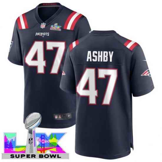 Men Women youth New England Patriots #47 Julian Ashby 2025 2026 Super Bowl LX F U S E Stitched NFL Jersey Blue