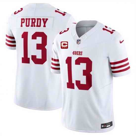 Men San Francisco 49ers 13 Brock Purdy White 2025 F U S E  With 3 Star C Patch Vapor Untouchable Limited Stitched Football Jersey
