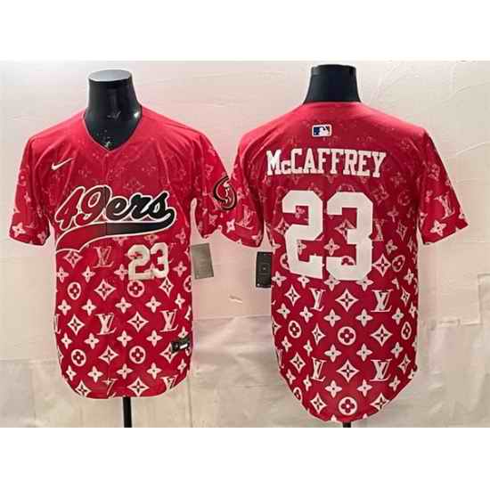 Men San Francisco 49ers 23 Christian McCaffrey Red Limited Stitched Baseball Jersey