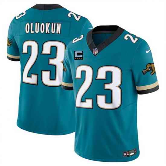 Men Jacksonville Jaguars 23 Foye Oluokun Teal 2025 F U S E  With 4 Star C Patch Prowler Throwback Vapor Limited Stitched Football Jersey