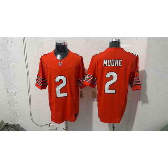 Men Chicago Bears 2 D J Moore Orange 2026 F U S E Vapor Untouchable Limited Stitched Football Jersey
