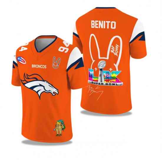Men Denver Broncos Orange 2025 2026 Bowl LX Print Jersey