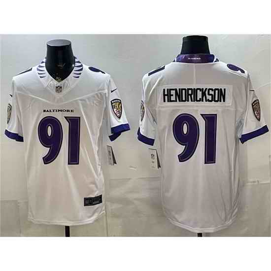 Men Baltimore Ravens  91 Trey Hendrickson White 2026 F U S E  Vapor Stitched Limited Football Jersey