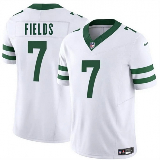 Men New York Jets 7 Justin Fields White 2025 F U S E  Vapor Untouchable Limited Stitched Jersey