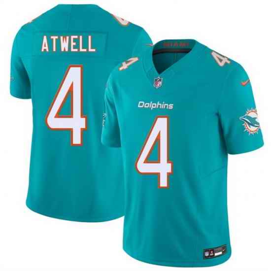 Men Miami Dolphins  4 Tutu Atwell Aqua 2026 F U S E  Vapor Limited Stitched Football Jersey