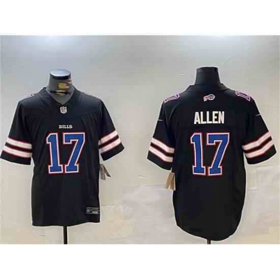 Men Buffalo Bills 17 Josh Allen Black 2023 F U S E  Stitched Football Jersey
