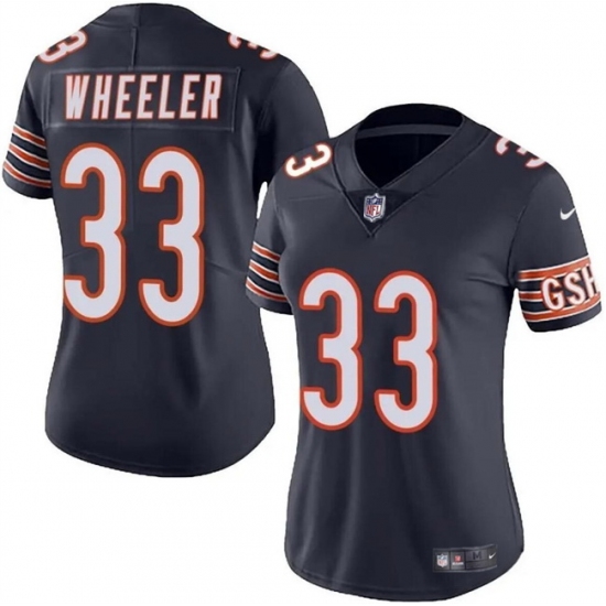 Women Chicago Bears 33 Ian Wheeler Navy 2024 Vapor Stitched Jersey 28Run Small 29