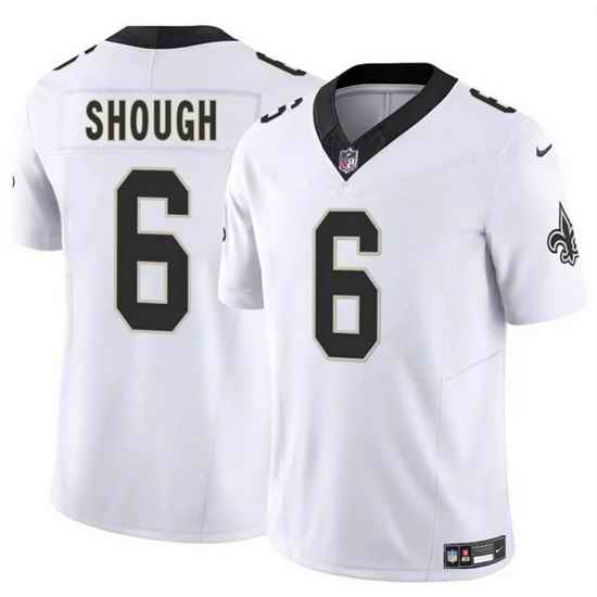 Men New Orleans Saints 6 Tyler Shough White 2025 Draft F U S E Vapor Limited Stitched Football Jersey