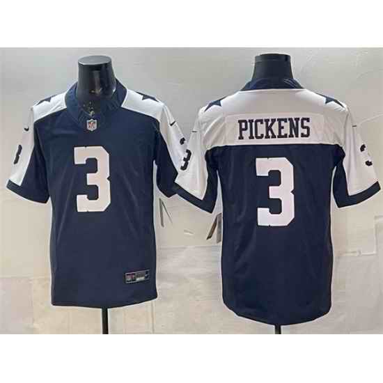 Men Dallas Cowboys 3 George pickens Navy F U S E  Thanksgiving Vapor Limited Stitched Football Jersey