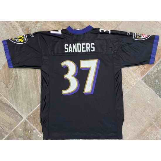 Men 2004 Deion Sanders Baltimore Ravens #37 Reebok Brand Black Stitched NFL Jersey