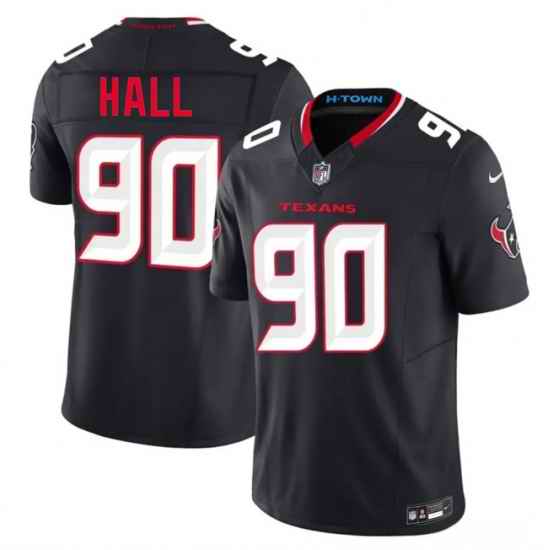 Men Houston Texans  90 Logan Hall Navy 2nd Alternate 2026 F U S E  Vapor Limited Stitched Football Jersey