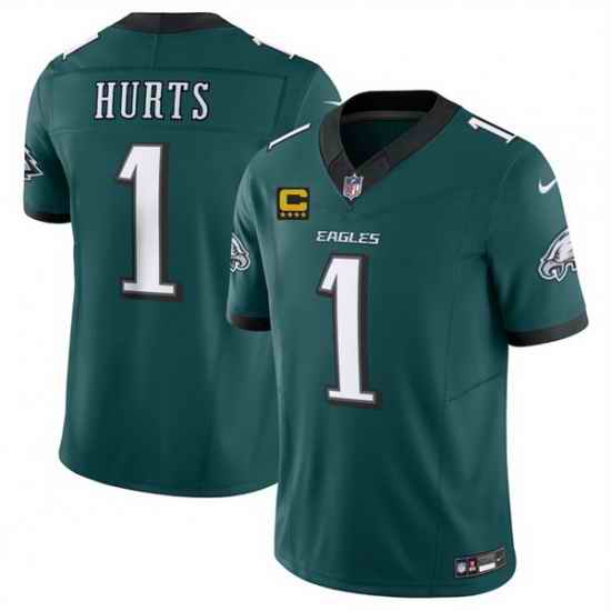 Men Philadelphia Eagles 1 Jalen Jurts Green 2025 F U S E  With 4 Star C Patch Vapor Untouchable Limited Stitched Football Jersey
