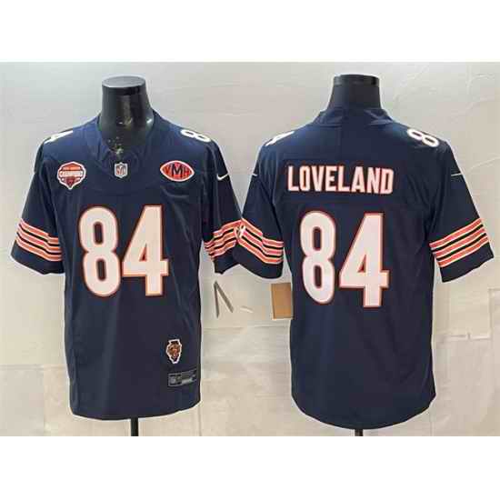 Men Chicago Bears 84 Colston Loveland Navy F U S E  2025 NFC North Champions  26 VMH Patch Vapor Untouchable Limited Stitched Football Jersey