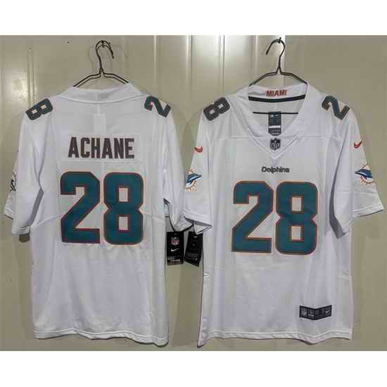 Men Miami Dolphins  28 DeVon Achane White 2026 Vapor Limited Stitched Football Jersey