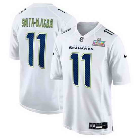 Men Seattle Seahawks 11 Jaxon Smith Njigba White 2025 Super Bowl LX Patch Tundra Fashion Stitched Game Jersey