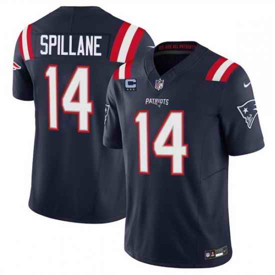 Men New England Patriots 14 Robert Spillane Navy 2025 F U S E  With 3 Star C Patch Vapor Limited Stitched Football Jersey