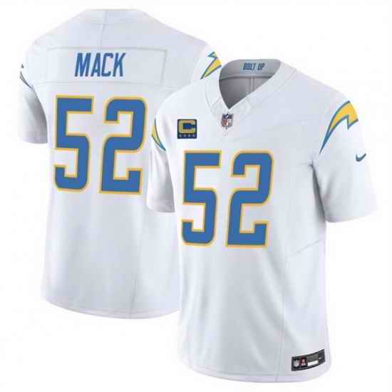 Men Los Angeles Chargers 52 Khalil Mack White 2025 F U S E With 4 Star C Patch Vapor Limited Stitched Football Jersey