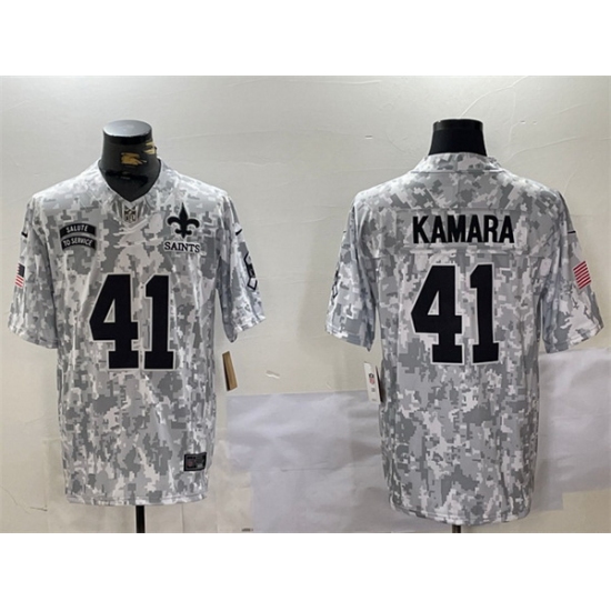 Men New Orleans Saints 41 Alvin Kamara 2024 F U S E Arctic Camo Salute To Service Limited Stitched Football Jersey