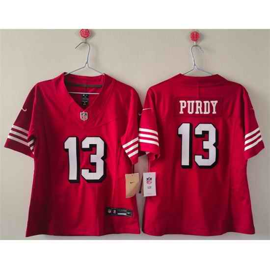 Women San Francisco 49ers 13 Brock Purdy Red F U S E Vapor Untouchable Stitched Jersey