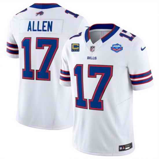 Men Buffalo Bills 17 Josh Allen White 2025 F U S E  With Farewell Patch And 4 Star C Patch Vapor Untouchable Limited Stitched Football Jersey