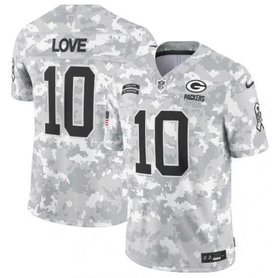 Men Green Bay Packers #10 Jordan Love 2024 Arctic Camo Salute To Service Limited Stitched Football Jersey