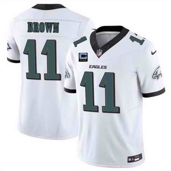 Men Philadelphia Eagles 11 A J  Brown White 2025 F U S E  With 3 Star C Patch Vapor Untouchable Limited Stitched Football Jersey