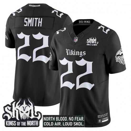 Men Minnesota Vikings 22 Harrison Smith Black 2025 F U S E  Kings of the North Patch Gothic Norseblood Edition Vapor Untouchable Limited Stitched Football