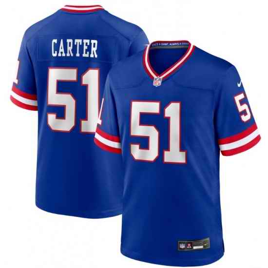 Men Nike Abdul Carter Royal New York Giants #51 Blue Rush Stitched NFL Jersey