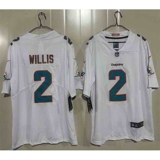 Men Miami Dolphins  2 Malik Willis White 2026 Vapor Limited Stitched Football Jersey